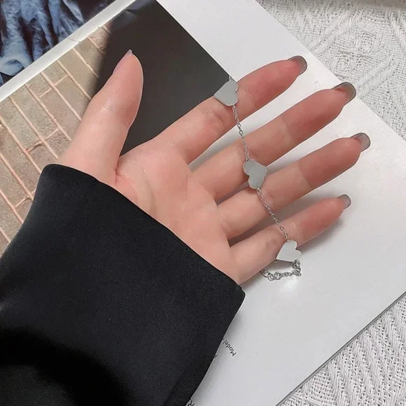 NEW HEART 925 STERLING SILVER CHAIN BRACELET, NICE BRACELET, CUTE BRACELET - Picture 4 of 6